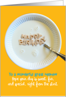 Birthday for Great Nephew - Happy Birthday Cereal card