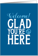Business Employee Welcome Glad You’re Here Gritty Type Blue Version card