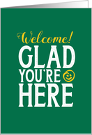 Business Employee Welcome Glad You’re Here Gritty Type Green Version card