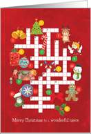 Cute Christmas Picture Crossword Puzzle for Wonderful Niece card