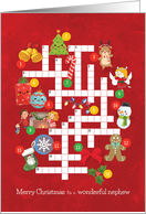 Cute Christmas Picture Crossword Puzzle for Wonderful Nephew card