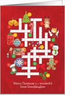 Cute Christmas Picture Crossword Puzzle for Great Granddaughter card