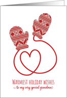 Red Mittens and Heart String for Grandma Christmas card