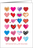 Beautiful Illustrated Hearts Grid for Special Friend Valentine’s Day card