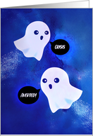 Funny Cute Ghosties Say Crisis Averted Halloween card