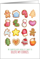 Funny Delete Cookies with Grid of Decorated Holiday Cookies Christmas card
