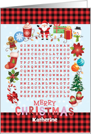 Custom Name Cutest Christmas Activity Word Find Puzzle card