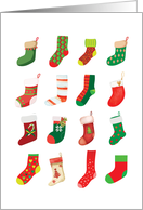 Illustrated Grid of Sweet and Cute Stockings Blank Note card