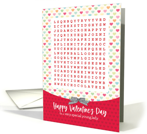 For Special Young Lady Activity Word Search Valentine card (1723924)