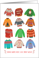 Cute Ugly Sweaters Sending Warm Toasty Jolly Happy Wishes Christmas card