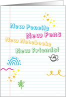 Back to School Doodles New Pencils New Pens New Notebooks New Friends card