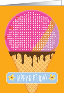 Cute Happy Birthday Ice Cream Cone Word Find Activity Puzzle card