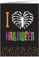 I Heart Halloween with Skeleton Heart card