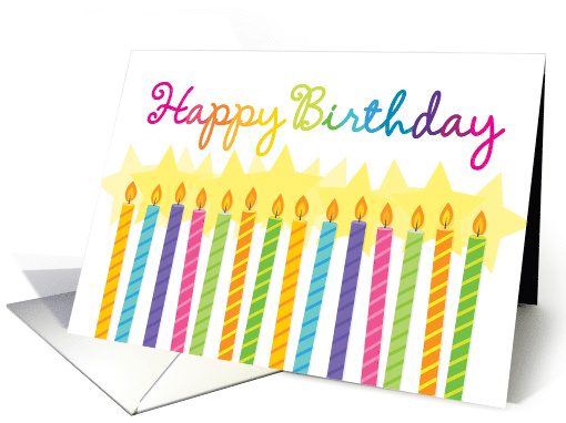 Bright Happy Colorful Candles Happy Birthday card (1747928)