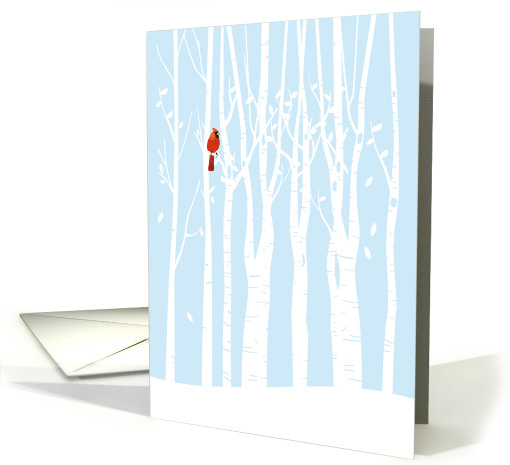 Happy Peaceful Holidays with Birch Trees and Cardinal card (1753078)