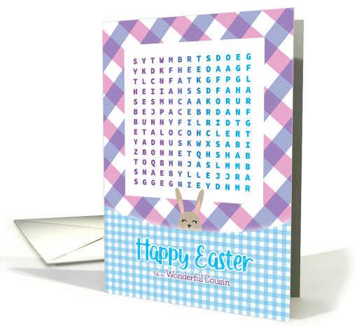 Super Cute for Cousin Gingham Easter Word Search Activity card