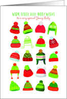 Warm Toasty Merry Christmas Hats Caps Toboggans for Young Lady card