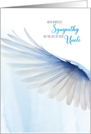 Sympathy for Loss of Uncle Blue Watercolor Wing card