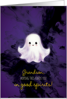 Grandson Halloween Cute Ghostie Finding You In Good Spirits card