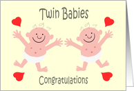 Congratulations Cute Cartoon Twin Babies card