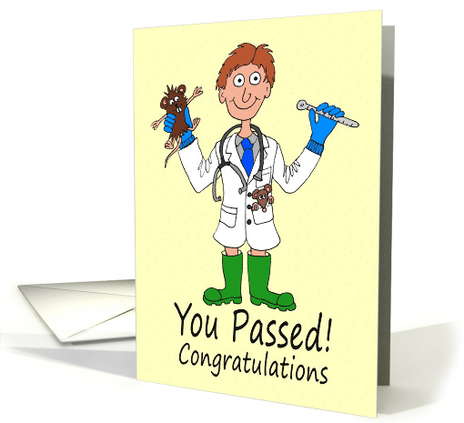 Congratulations on Becoming Qualified as a Vet Cartoon Caricature card
