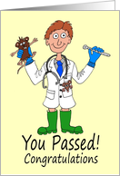 Congratulations on Becoming Qualified as a Vet Cartoon Caricature card