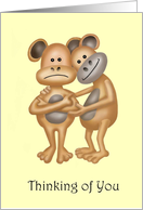 Thinking of You Cartoon Monkey Giving a Hug card