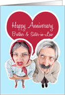 Humorous Happy Anniversary for Brother and Sister-in-Law Old Couple card