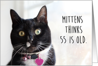 Happy Birthday Humor Cat Thinks 55 is Old card