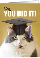You DId it Son Graduation Cat in a Cap Humor card