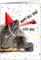 Happy New Year For Anyone Turtle Partying Humor card
