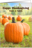 Happy Thanksgiving to Sister & Family Pumpkin Patch card