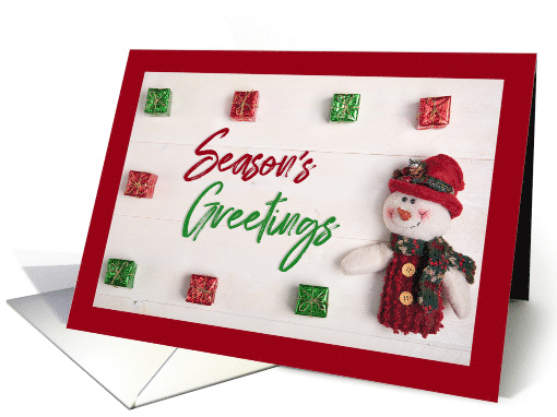 Season's Greetings Christmas For Anyone Snowman With Presents card