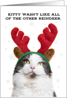 Merry Christmas Cat in Reindeer Antlers Humor card