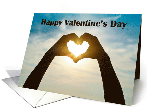 Happy Valentine's Day Hand Making Heart Over Sun card (1548666)