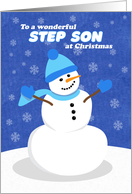 Merry Christmas Step Son Snowman in Blue card