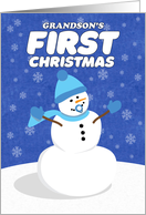 Merry Christmas Grandson’s First Cute Snowman card