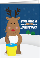 Merry Christmas Janitor Cute Reindeer card