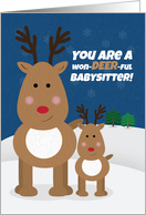 Merry Christmas Babysitter Cute Reindeer card