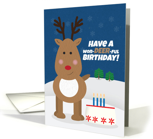 Happy Birthday Cute Reindeer Illustration card (1551620)