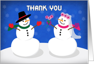 Thank You Snowman Bride & Groom For Wedding Gift card