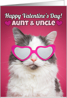 Happy Valentine’s Day Aunt & Uncle Cute Cat in Heart Sunglasses card