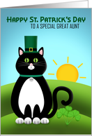 Happy St. Patrick’s Day Great Aunt Cute Cat in Hat card