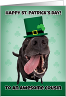 Happy St. Patrick’s Day Cousin Dog in Green Hat card