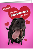 Happy Birthday Cousin Cute Dog Photo With Hearts Humor card