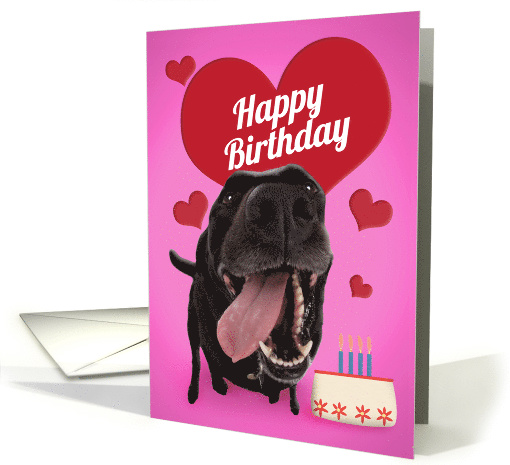 Happy Birthday For Anyone Cute Dog With Cake card (1555178)