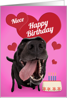 Happy Birthday Niece Cute Dog With Cake card