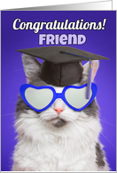 Congratulations Graduate Friend Cute Cat in Grad Cap Humor card