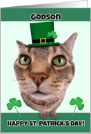 Happy St. Patrick’s Day Godson Cute Cat in Hat card