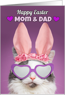 Happy Easter Mom & Dad Cat in Bunny Ears Humor card